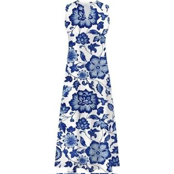MSRP 49 NEW Large Floral Print V Neck Maxi Size S-M ~ SAME DAY SHIP or NEXT DAY - Picture 2 of 7